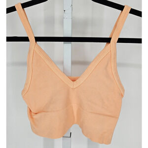 Sunkissed Coconut Womens Sz M Longline Bralette Bra Pastel Orange Ribbed